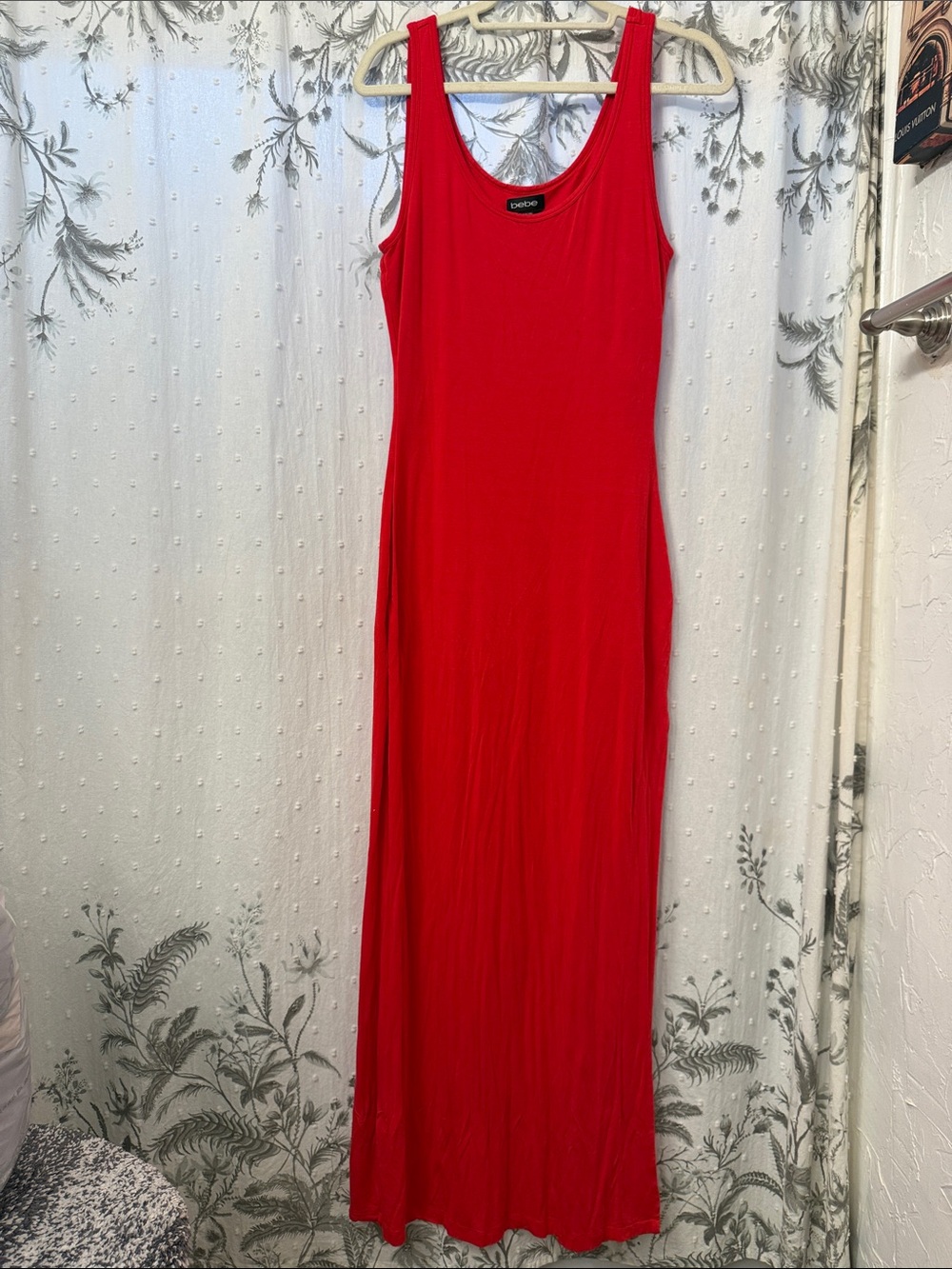 bebe Red Scoop Neck Maxi Dress